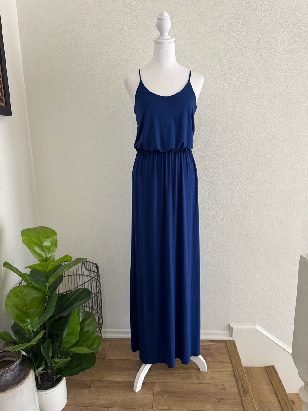 Blue Spaghetti-Strap Maxi Dress